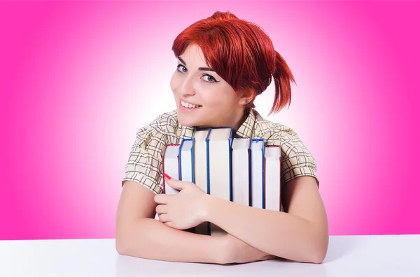 Menina estudante com livros — Fotografia de Stock