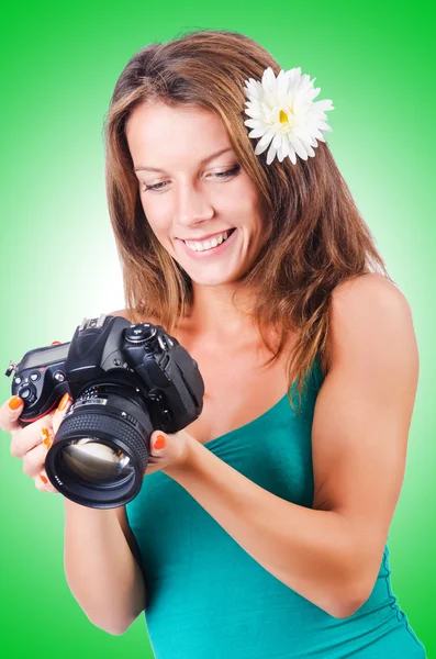 Attractive female photographer — Stock Photo, Image