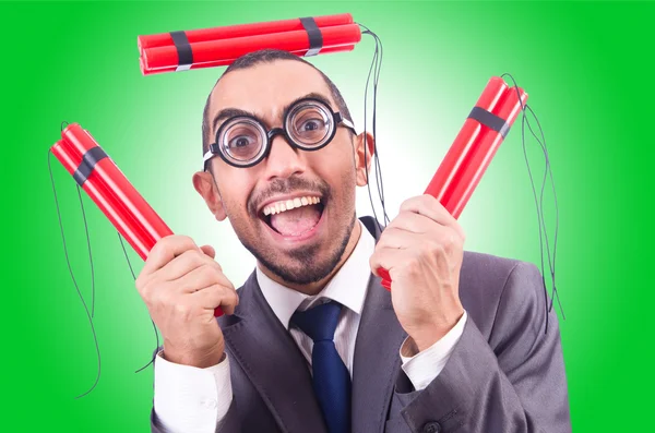 Business man with dynamite — Stock Photo, Image