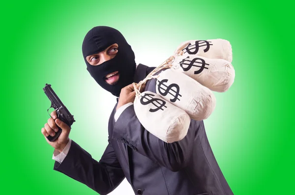 Gangster med påsar med pengar — Stockfoto