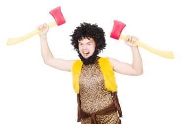 Vahşi adam beyazda izole edilmiş.