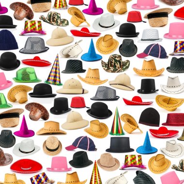Arka plan olarak düzenlenmiş birçok şapka