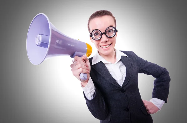 Jonge zakenman met luidspreker — Stockfoto