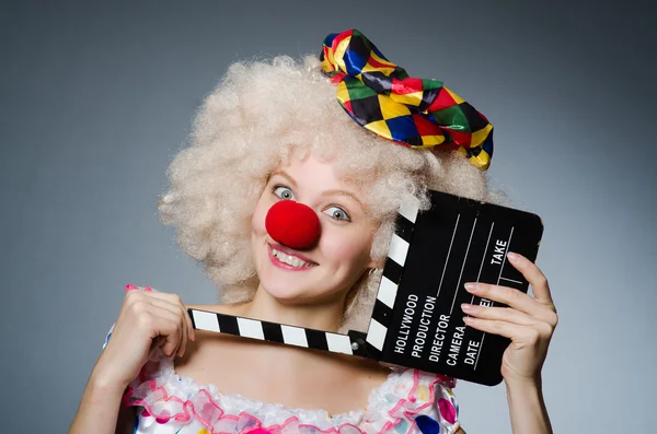 Klaun z klaunem filmowym — Zdjęcie stockowe