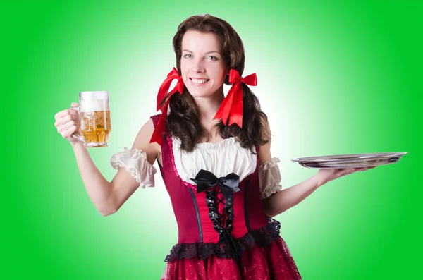 Bavarian girl with tray — Stock Photo, Image