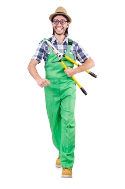 Komik bahçıvan makası ile