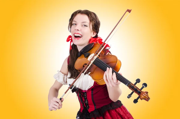 Hermosa mujer con violín —  Fotos de Stock