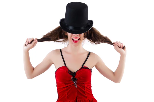 Modelo femenino joven posando en mini vestido rojo —  Fotos de Stock