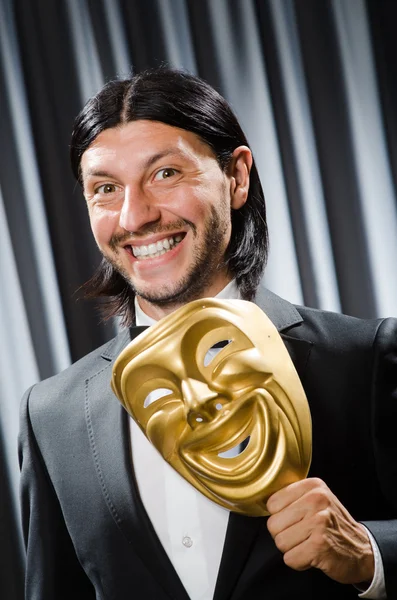 Man with theatrical mask — Stock Photo, Image