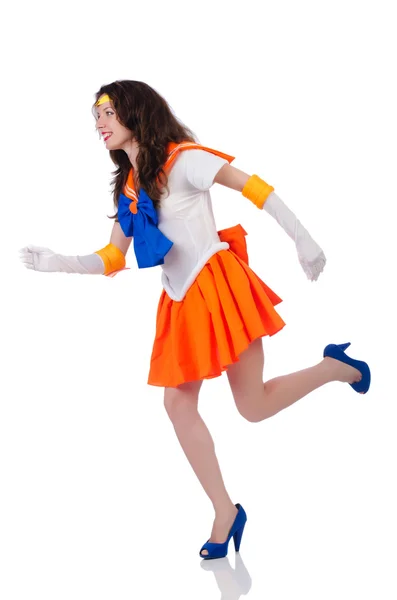 Model wearing sailor moon suit isolated on white Royalty Free Stock Images