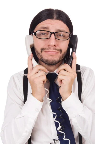 Wütender Geschäftsmann mit Telefon — Stockfoto