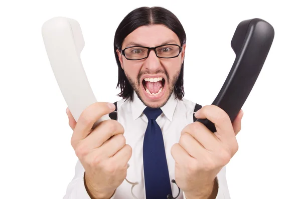 Angry businessman with phone — Stock Photo, Image