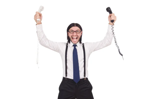 Homem de negócios irritado com telefone — Fotografia de Stock