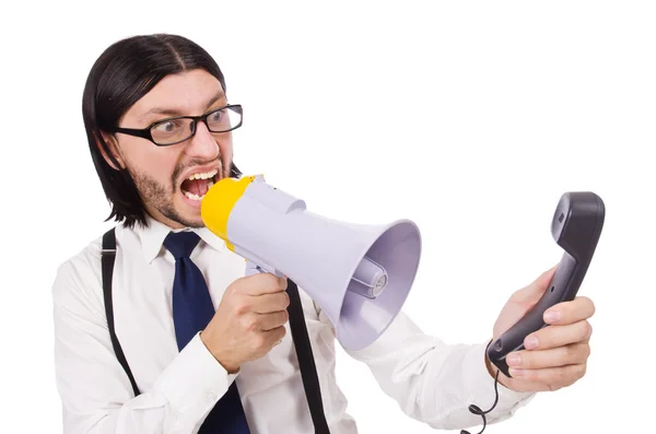 Angry businessman with phone — Stock Photo, Image