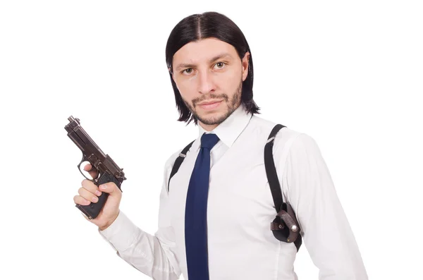 銃を持つ若いビジネスマン — ストック写真