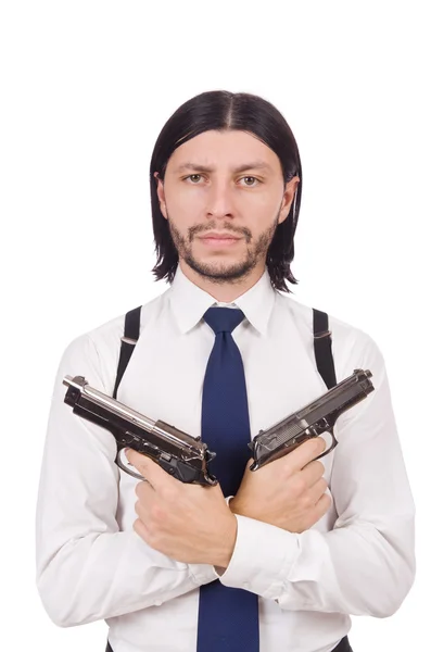 銃を持った若いビジネスマン — ストック写真