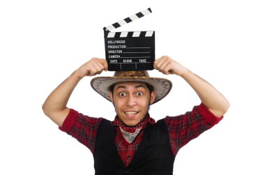 küçük kovboy üzerinde beyaz izole