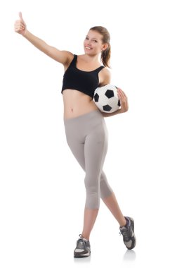 Spor konseptinde genç bir kadın beyazlara izole edilmiş.