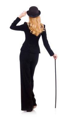 Kız beyaz izole klasik erkek takım elbise