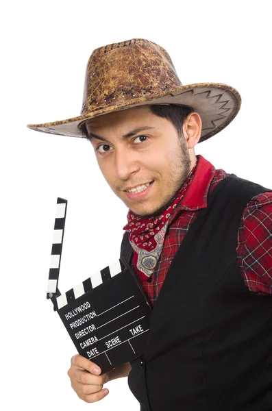 Jonge cowboy geïsoleerd op wit — Stockfoto