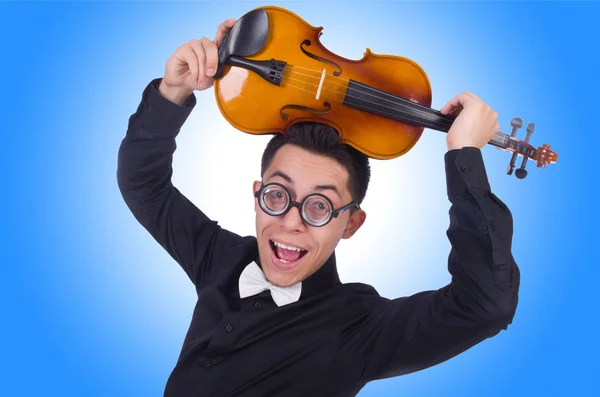 Divertente violinista contro il gradiente — Foto Stock