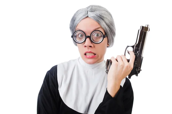 Komiska kvinna nunna — Stockfoto