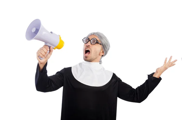 Jovem vestindo como freira — Fotografia de Stock
