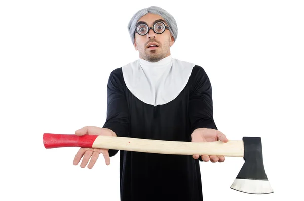 Young man wearing as nun — Stock Photo, Image