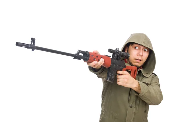 Jeune homme avec arme à feu — Photo