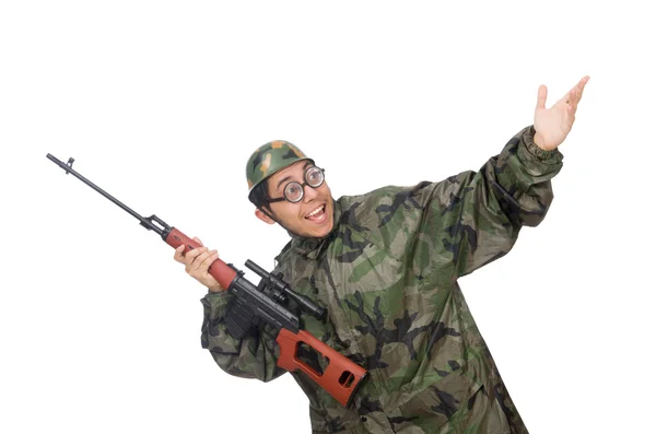 Militaire avec un pistolet — Photo