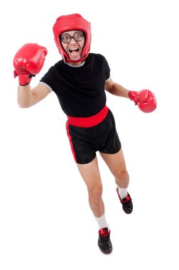 Kırmızı Gloverlar ile komik boksör