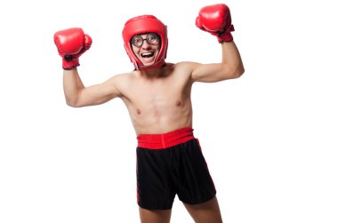 Kırmızı eldivenli komik boksör