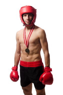Kırmızı eldivenli komik boksör