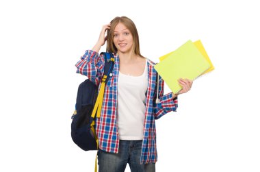 Beyaz tenli genç öğrenci.