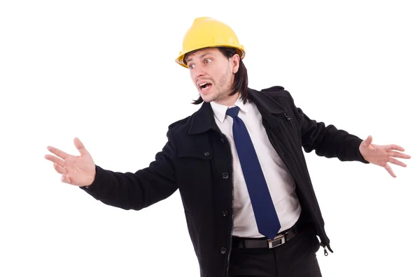 Young construction architect isolated on the white — Stock Photo, Image