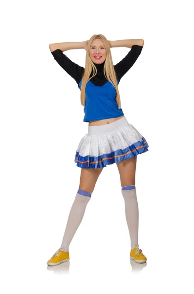 Jeune pom pom girl isolée — Photo