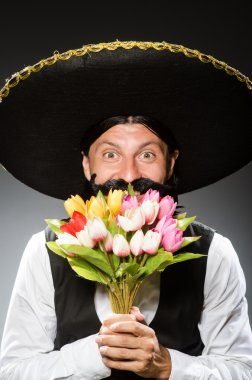 Meksika adam beyaz izole fötr şapka giyer