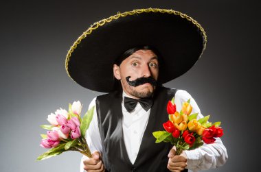 Meksika adam beyaz izole fötr şapka giyer