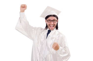 Genç erkek öğrenci mezun oldu