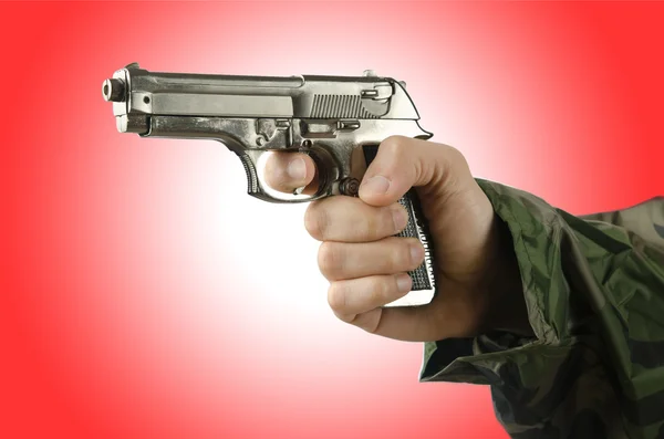 Silver Gun in the hand — Stock Photo, Image