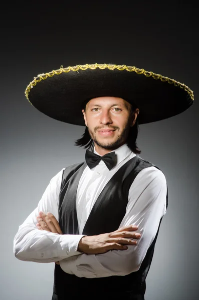 Mexican man wears sombrero isolated on white — Stock Photo, Image