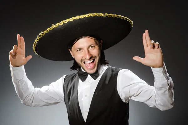 Mexican man wears sombrero isolated on white — Stock Photo, Image