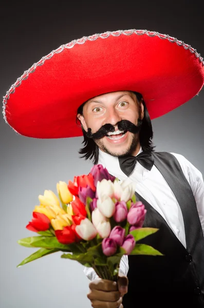 Bărbatul mexican poartă sombrero izolat pe alb — Fotografie, imagine de stoc
