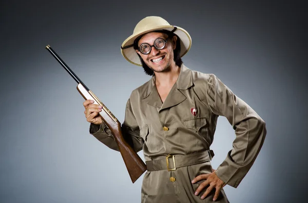 Grappige safari hunter — Stockfoto