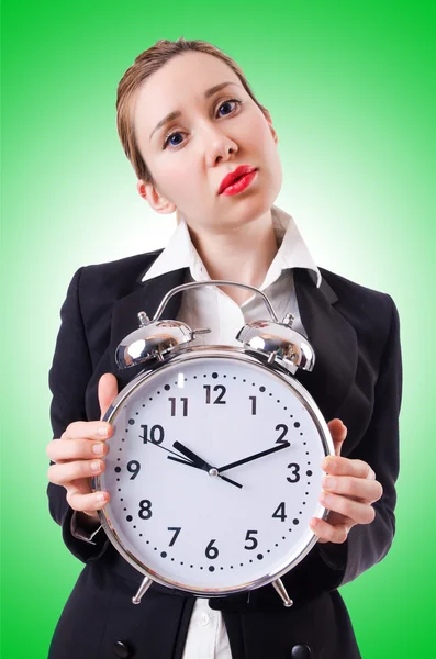 Mujer con reloj gigante —  Fotos de Stock