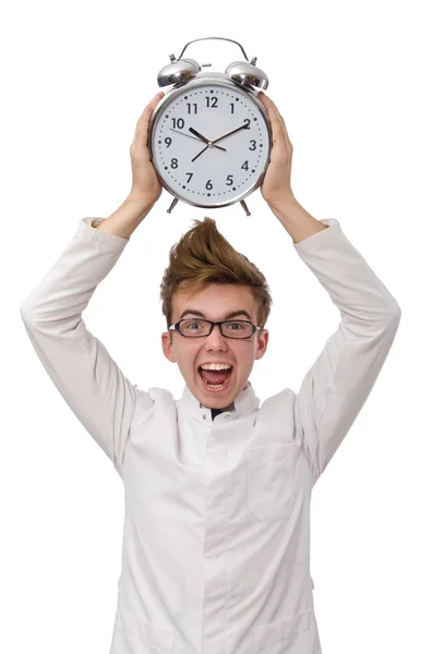 Doctor with alarm clock — Stock Photo, Image