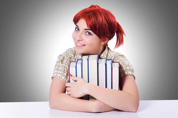 Meisje student met boeken — Stockfoto