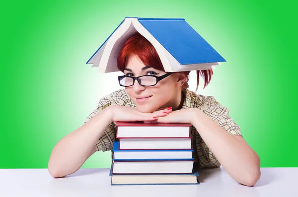 Chica estudiante con libros — Foto de Stock