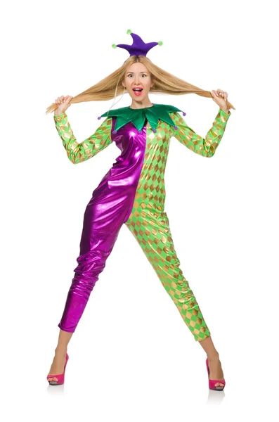 Žena na sobě kostým klaun — Stock fotografie