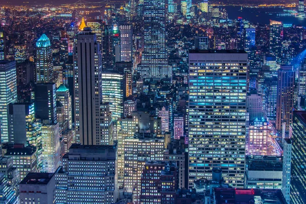 Famous skyscrapers of New York at night — Stock Photo, Image